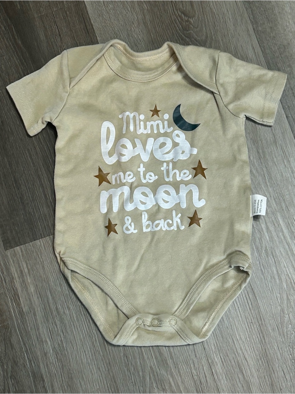 Mimi Loves Me to the Moon & Back Beige Baby One Piece 3-6M 100% Cotton NWOT